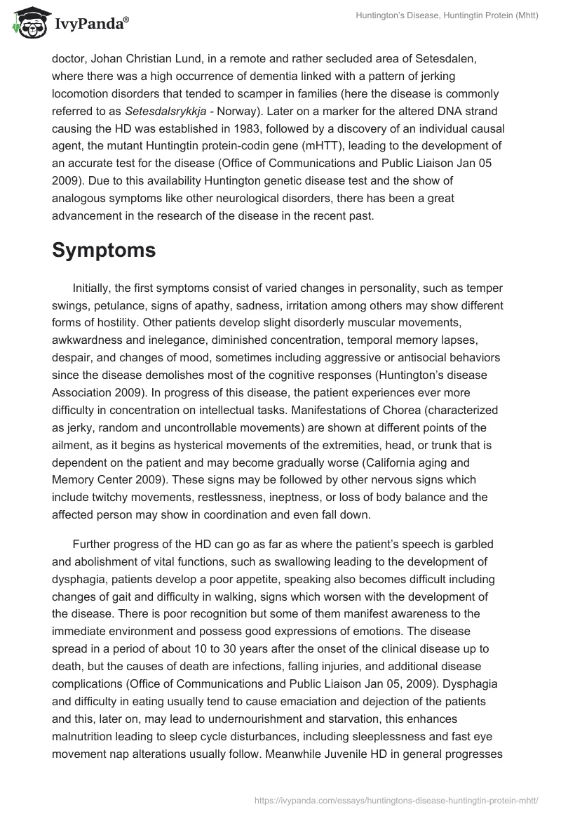 Huntington’s Disease, Huntingtin Protein (Mhtt). Page 3