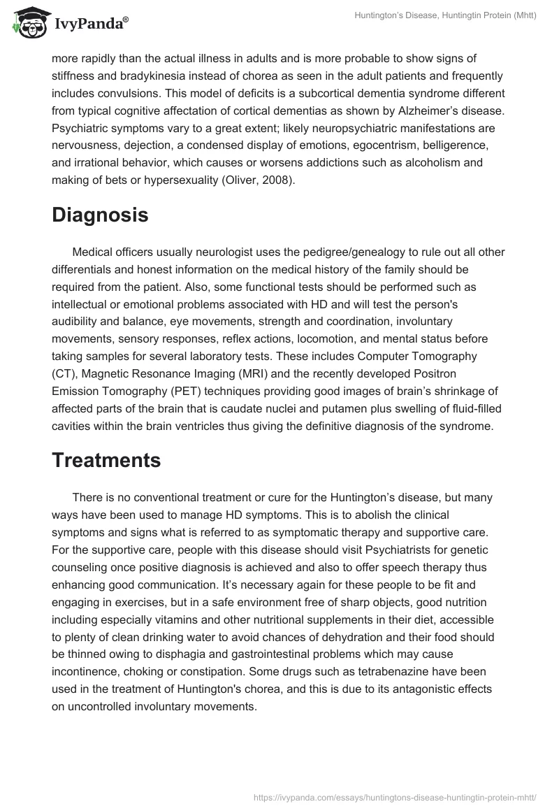 Huntington’s Disease, Huntingtin Protein (Mhtt). Page 4