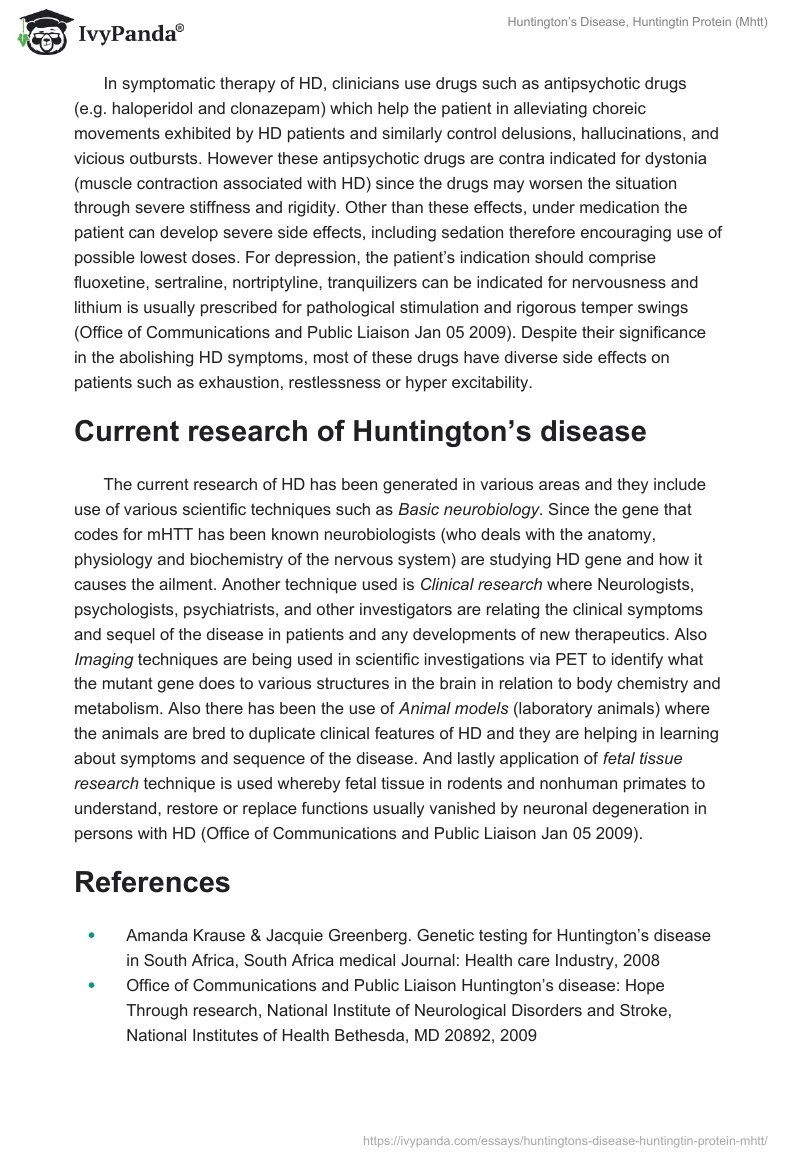 Huntington’s Disease, Huntingtin Protein (Mhtt). Page 5