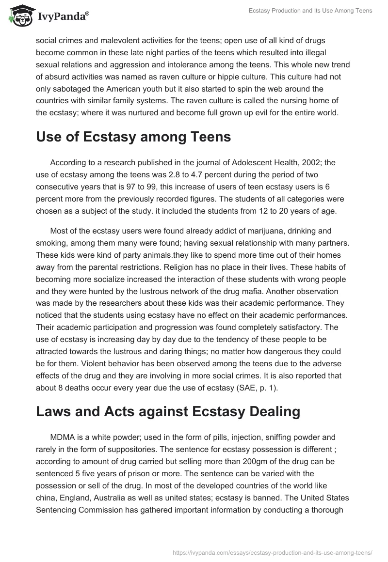 Ecstasy Production and Its Use Among Teens. Page 4