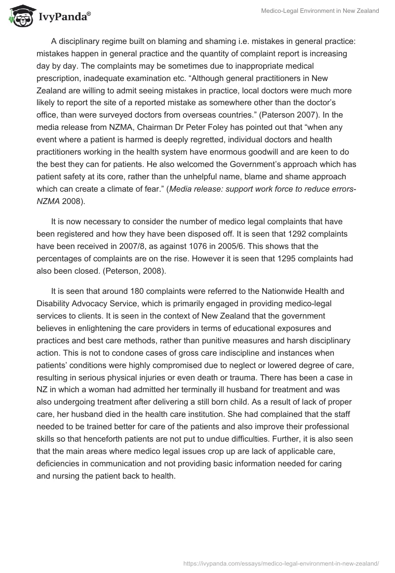 Medico-Legal Environment in New Zealand. Page 4