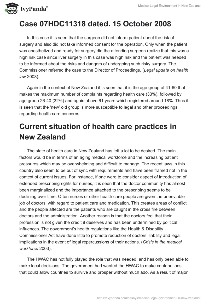 Medico-Legal Environment in New Zealand. Page 5