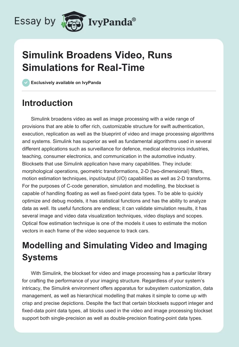 Simulink Broadens Video, Runs Simulations for Real-Time. Page 1