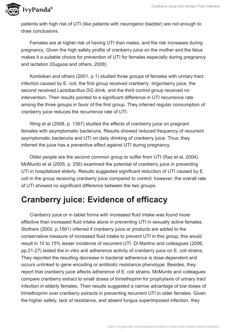 Cranberry Juice and Urinary Tract Infection. Page 3