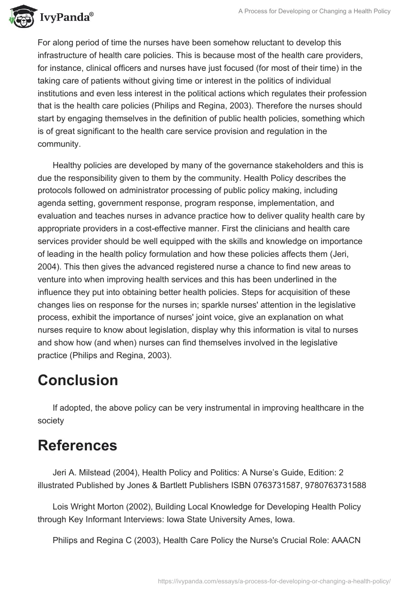 A Process for Developing or Changing a Health Policy. Page 2