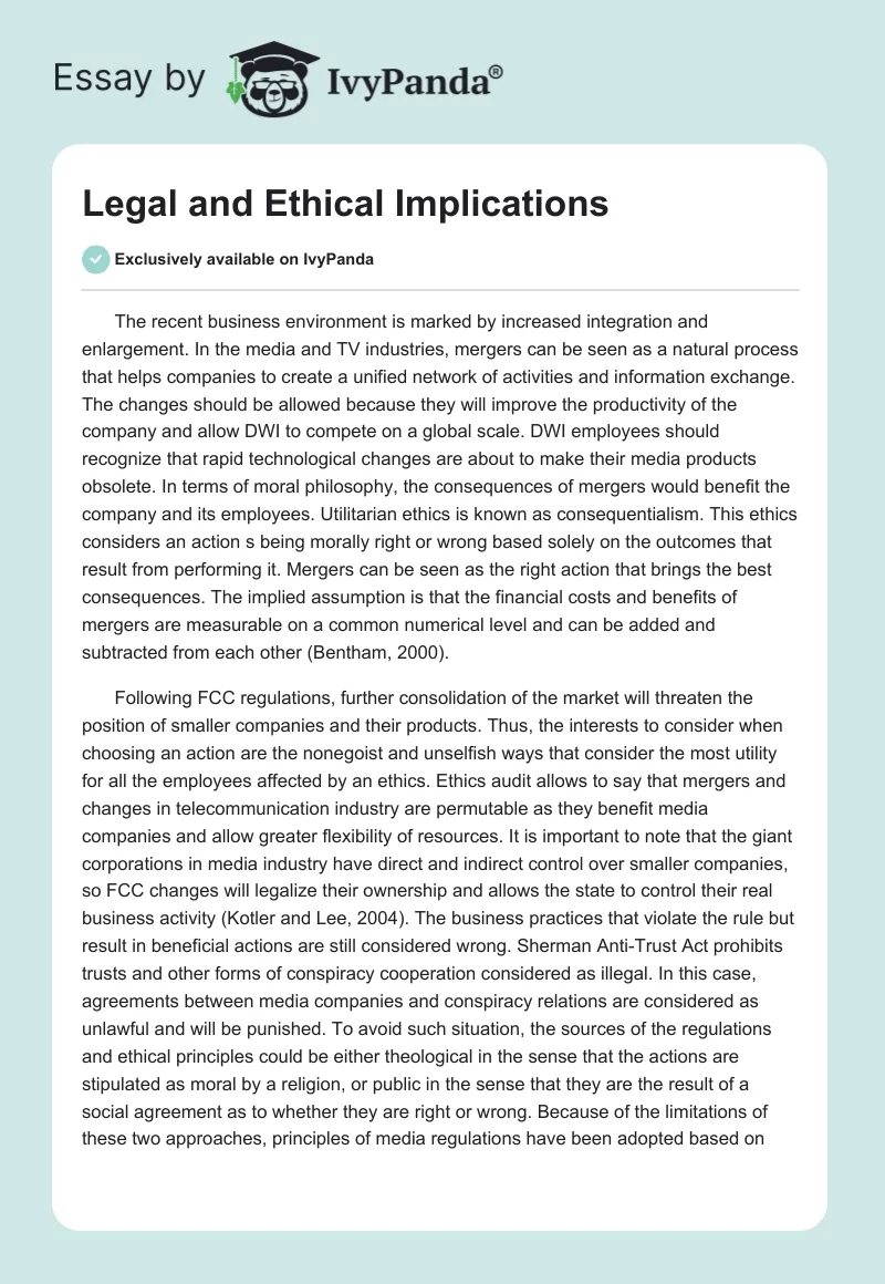 Legal and Ethical Implications. Page 1