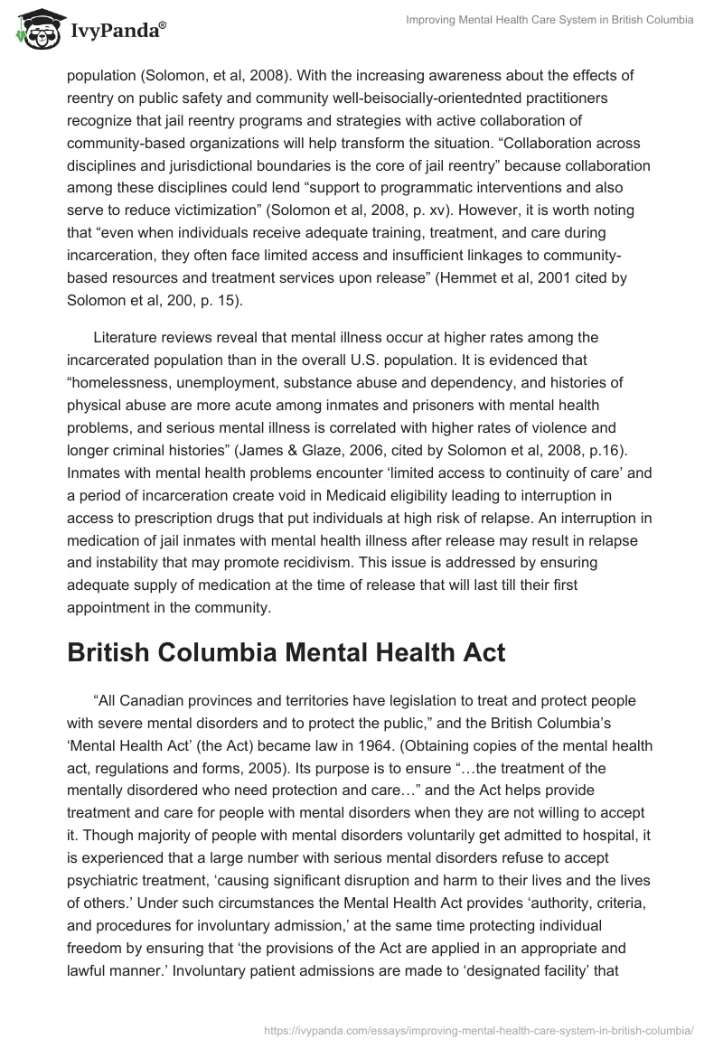 Improving Mental Health Care System in British Columbia. Page 3
