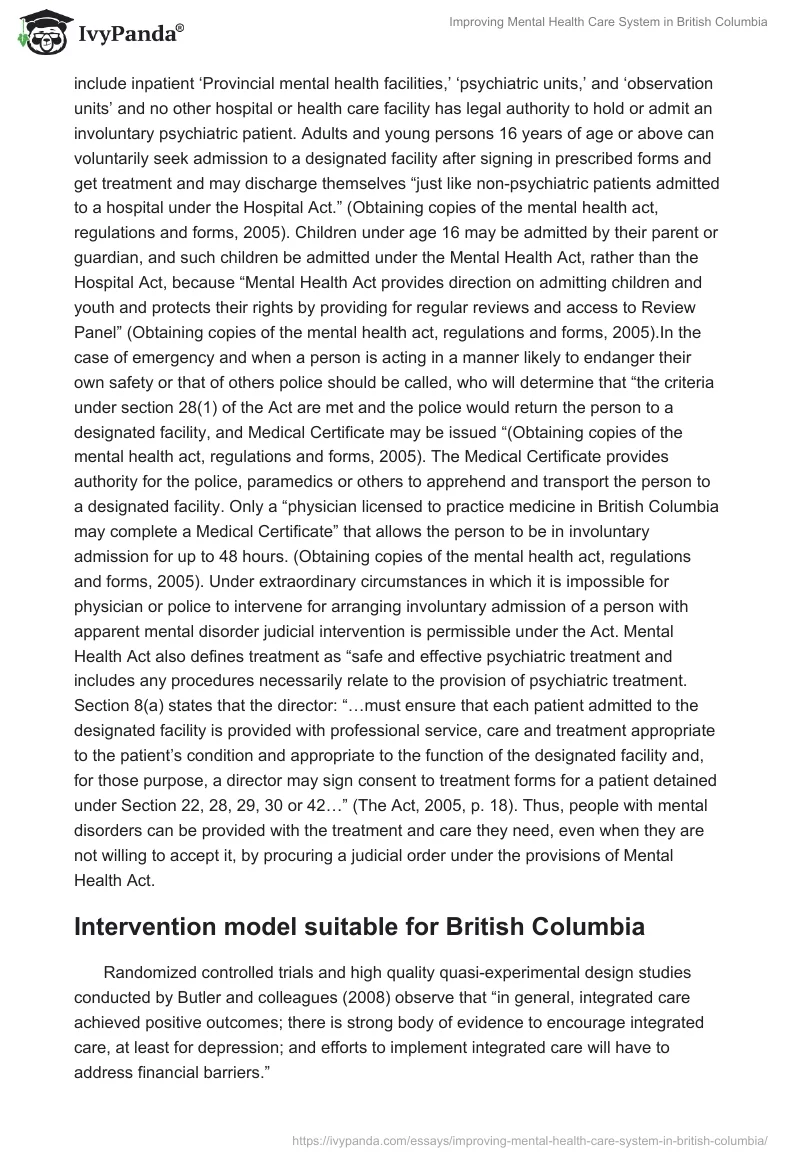 Improving Mental Health Care System in British Columbia. Page 4
