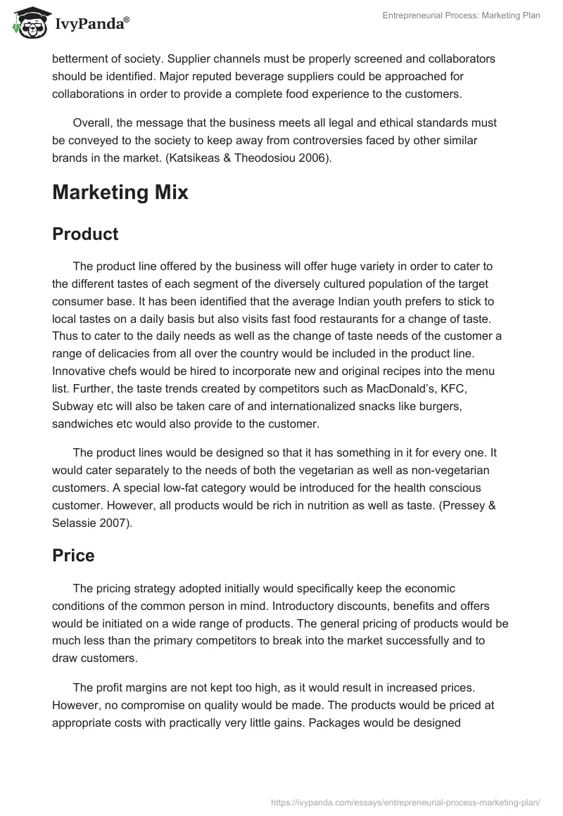 Entrepreneurial Process: Marketing Plan. Page 5
