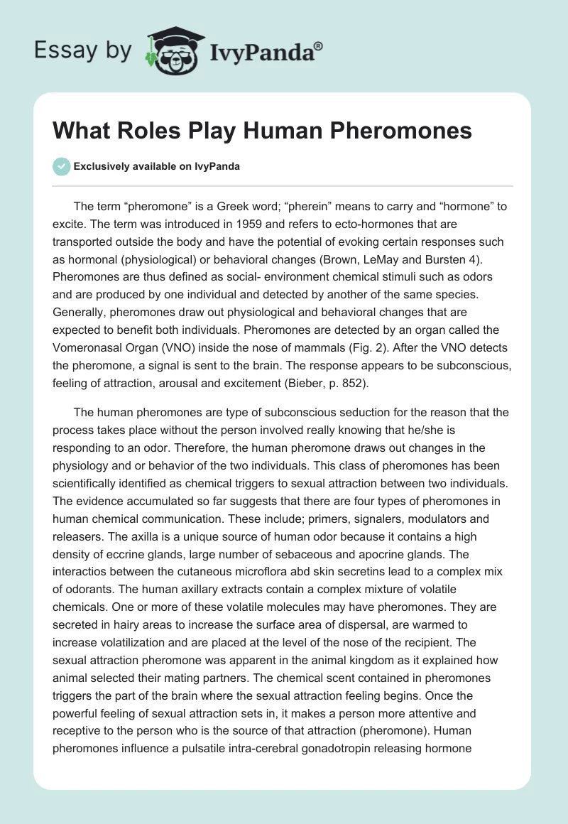 What Roles Play Human Pheromones. Page 1