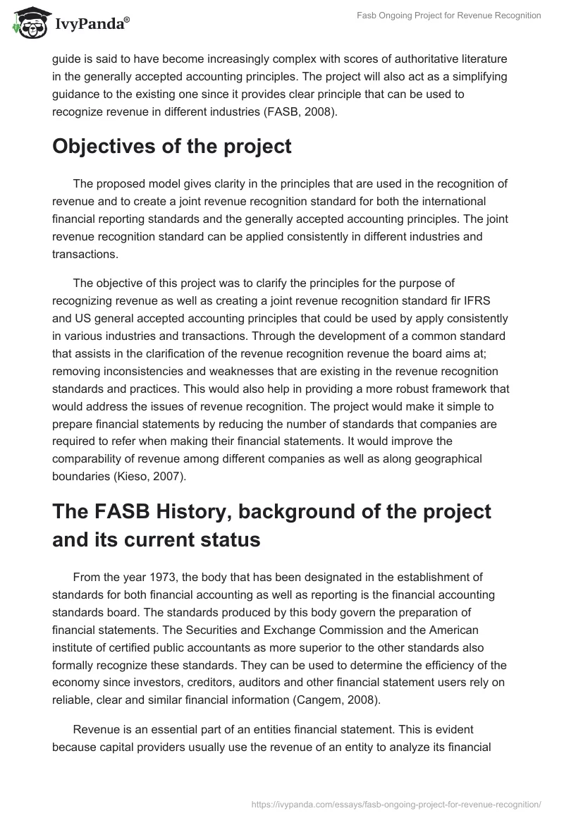 Fasb Ongoing Project for Revenue Recognition. Page 2