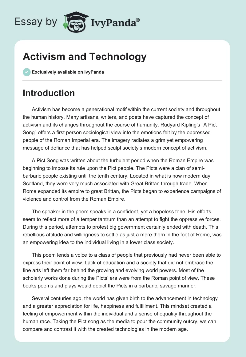 Activism and Technology. Page 1