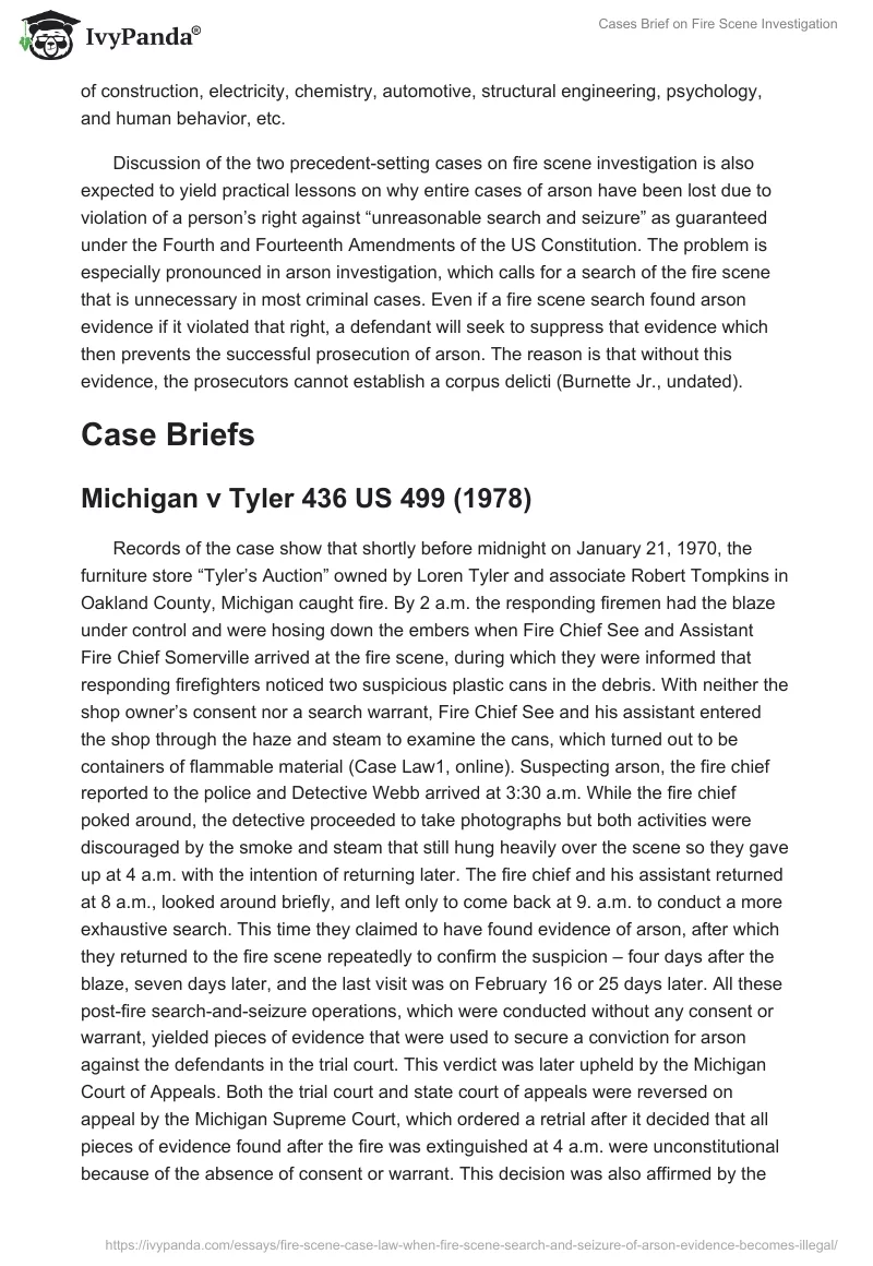 Cases Brief on Fire Scene Investigation. Page 2