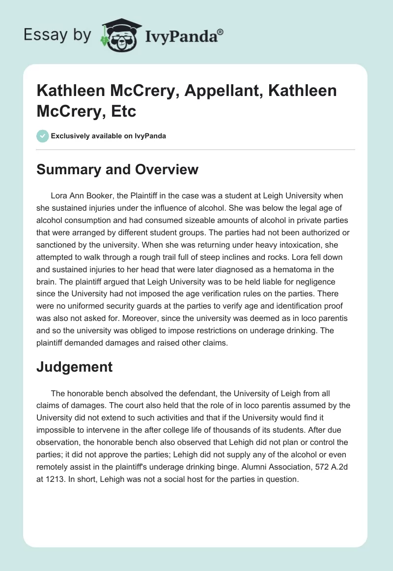 Kathleen McCrery, Appellant, Kathleen McCrery, Etc. Page 1