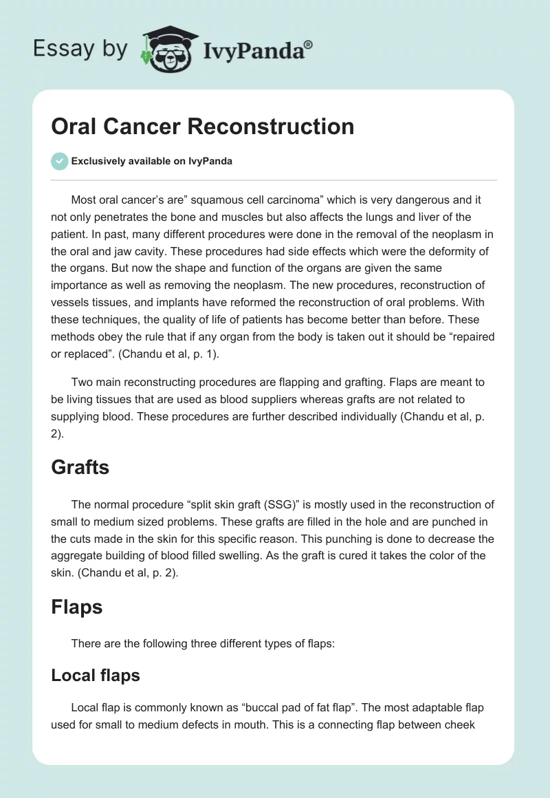 Oral Cancer Reconstruction. Page 1