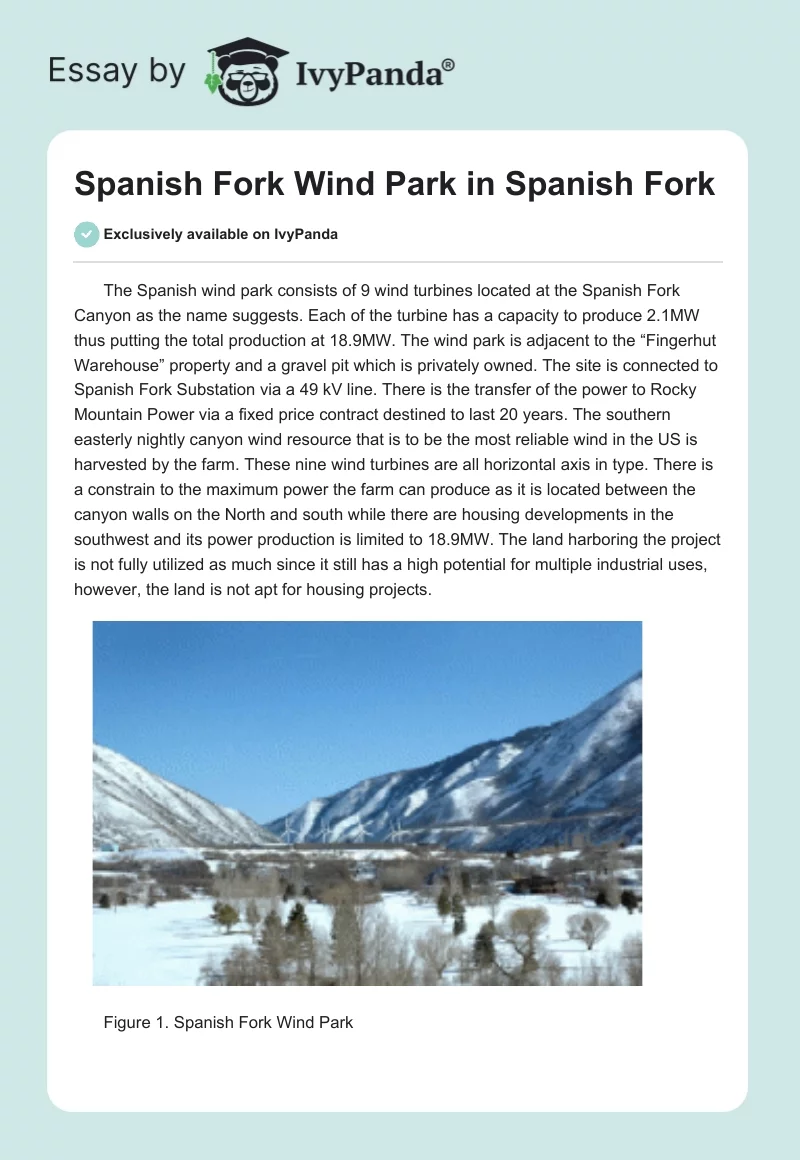 Spanish Fork Wind Park in Spanish Fork. Page 1