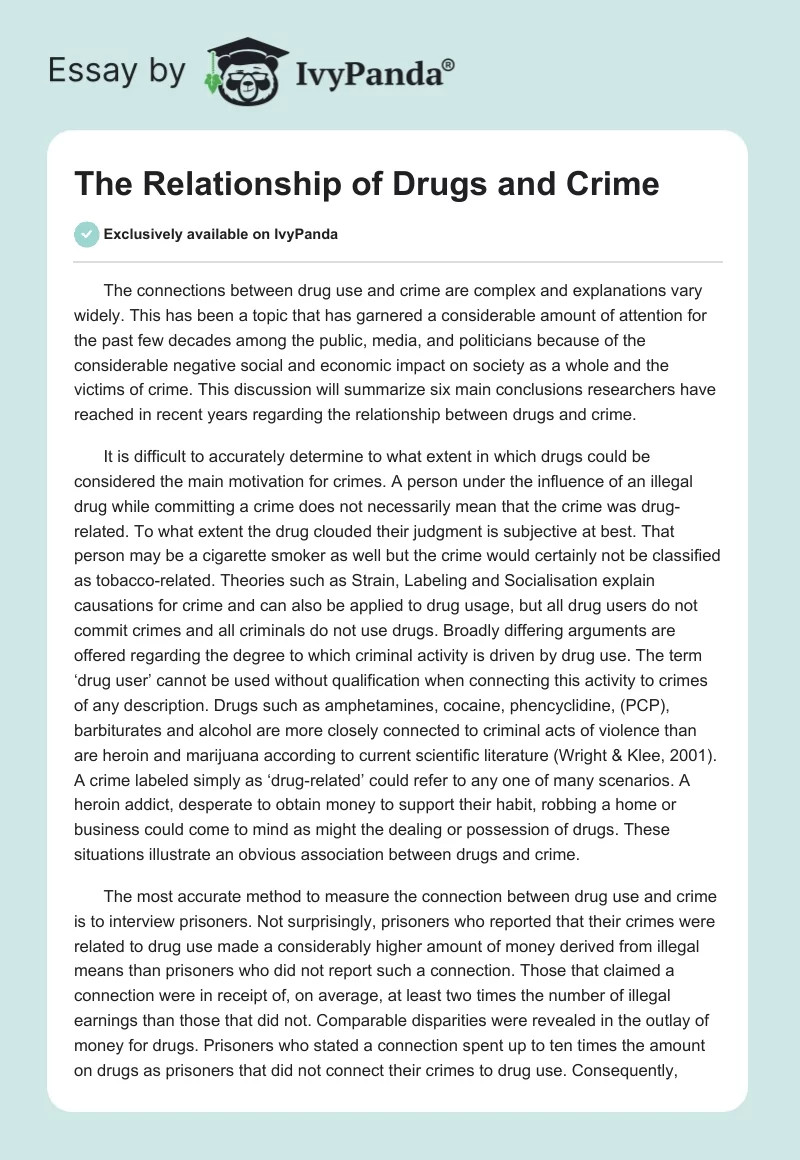 The Relationship of Drugs and Crime. Page 1
