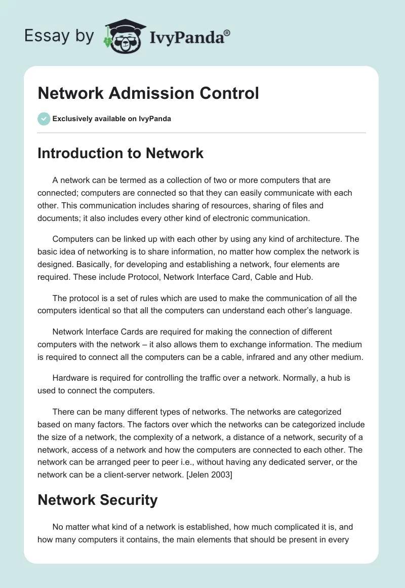 Network Admission Control. Page 1