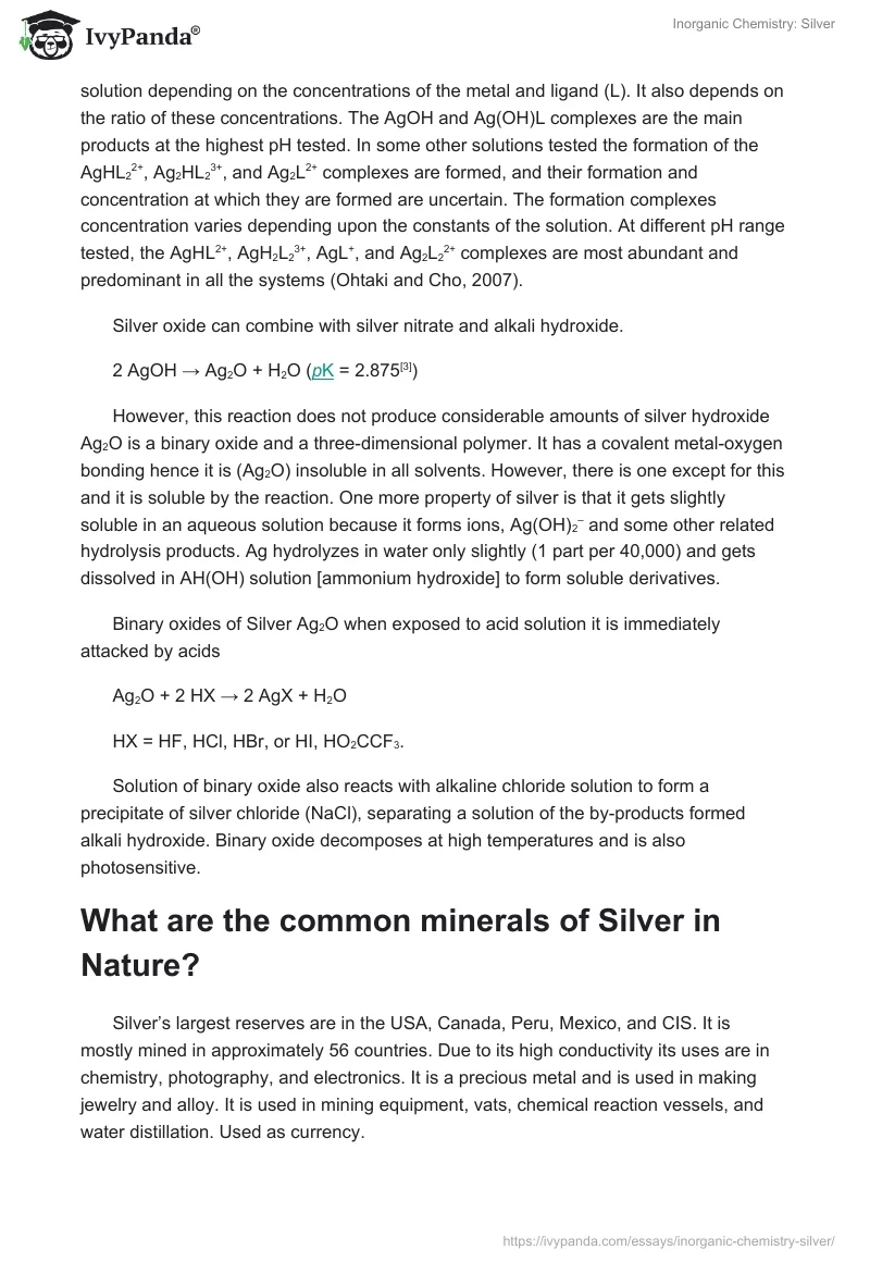 Inorganic Chemistry: Silver. Page 2