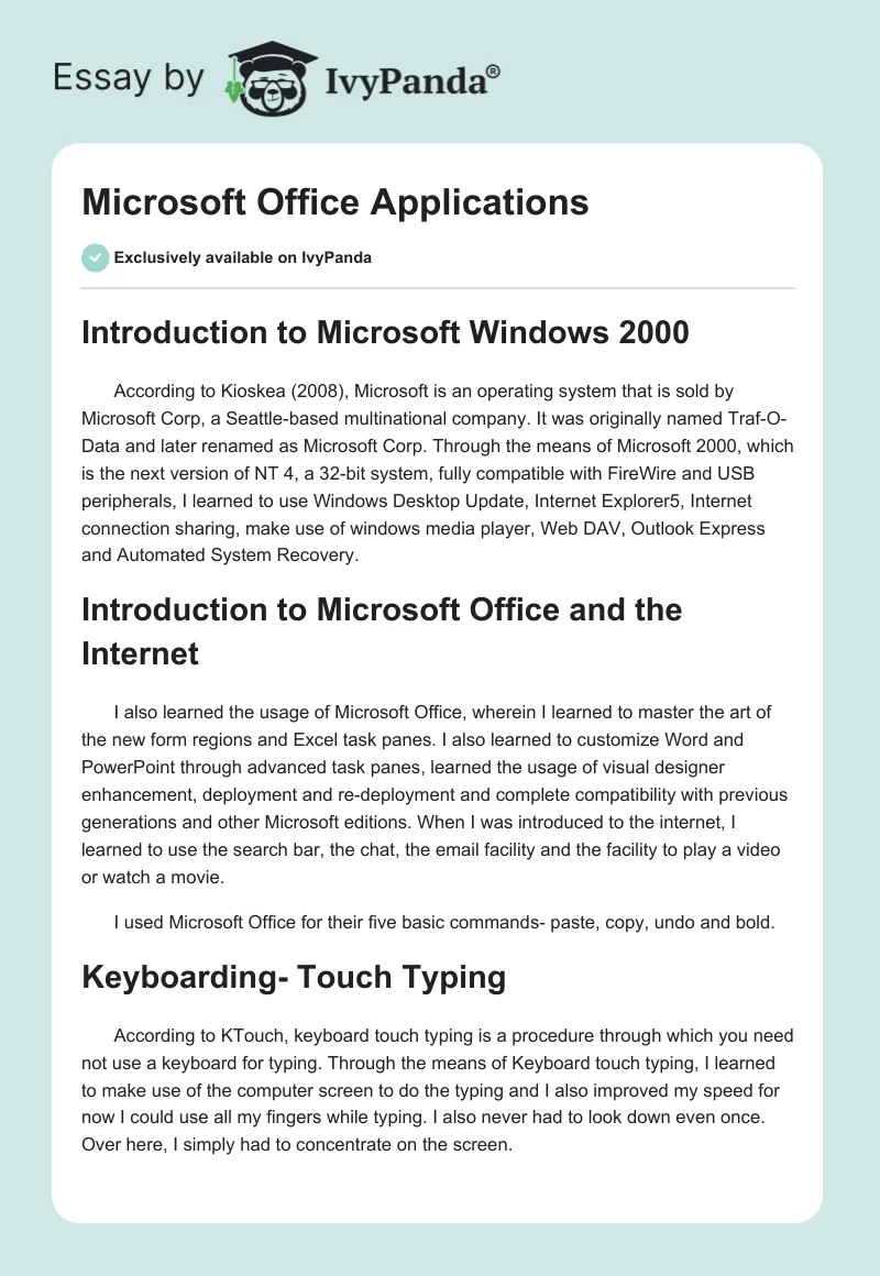 Microsoft Office Applications. Page 1