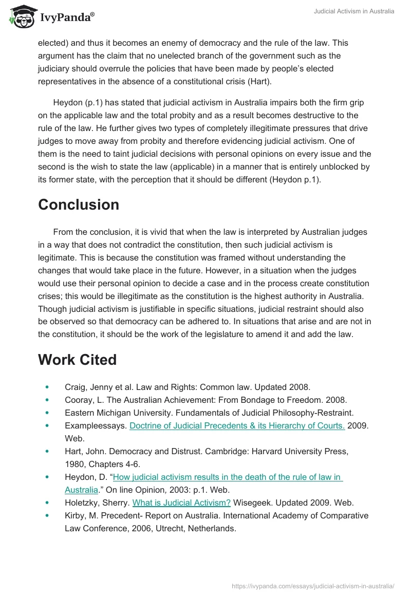 Judicial Activism in Australia. Page 4