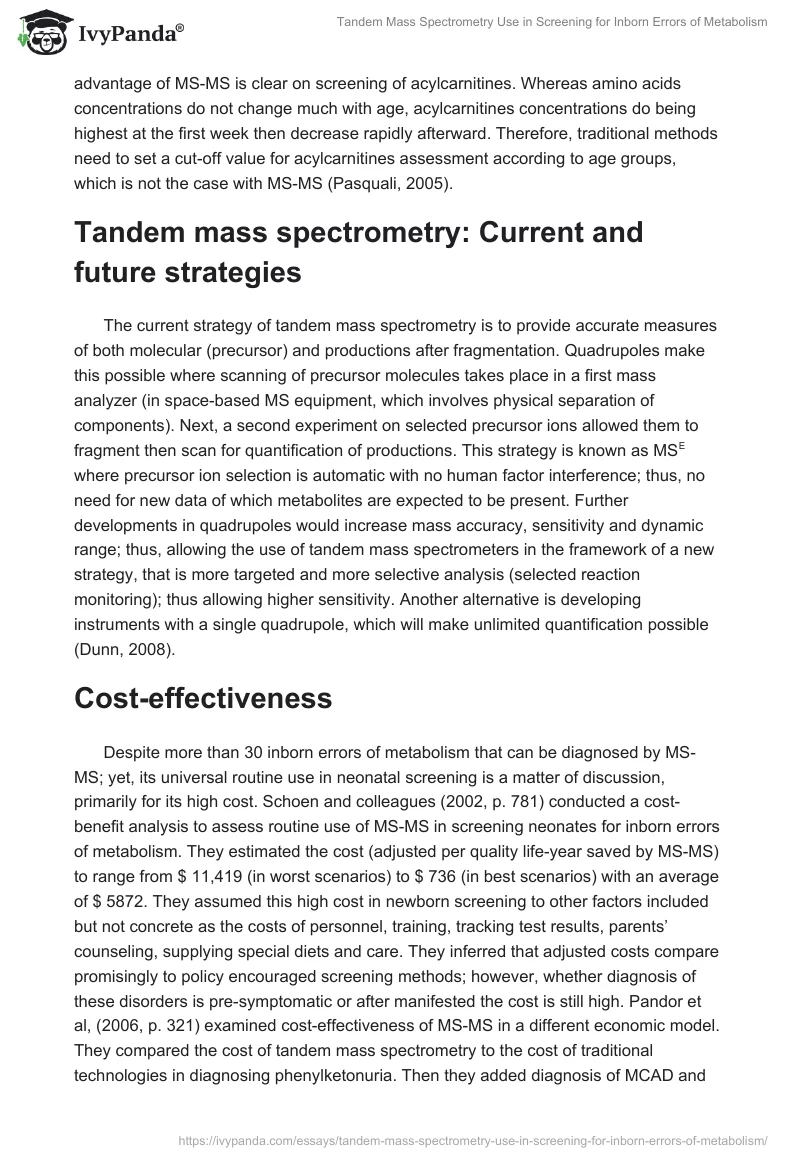 Tandem Mass Spectrometry Use in Screening for Inborn Errors of Metabolism. Page 4