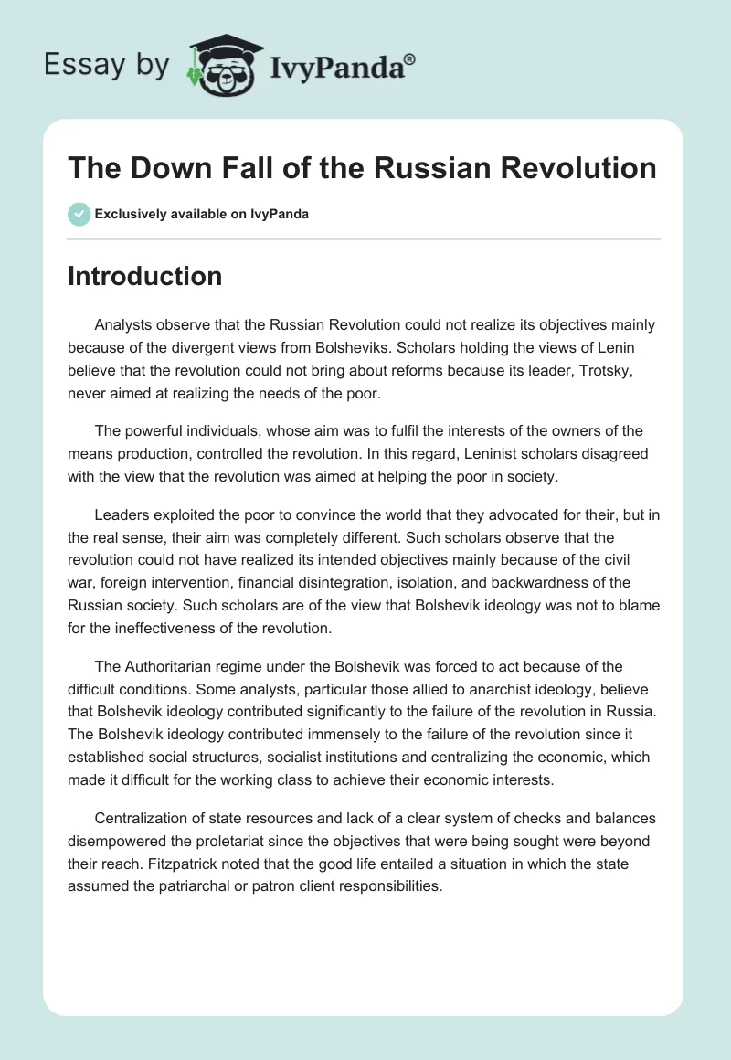 The Down Fall of the Russian Revolution. Page 1