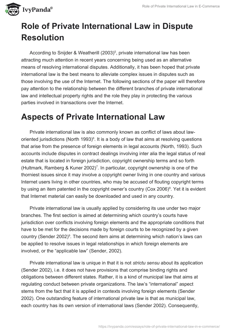 Role of Private International Law in E-Commerce. Page 2
