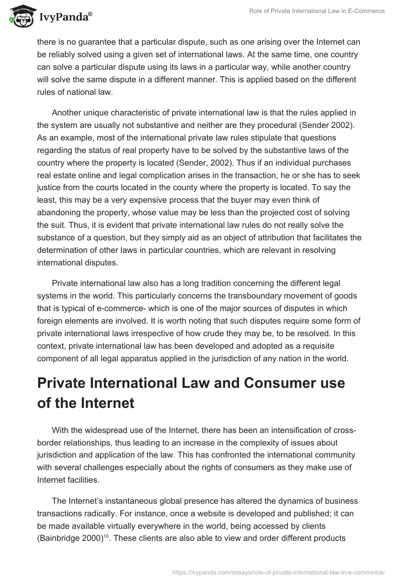 Role of Private International Law in E-Commerce. Page 3