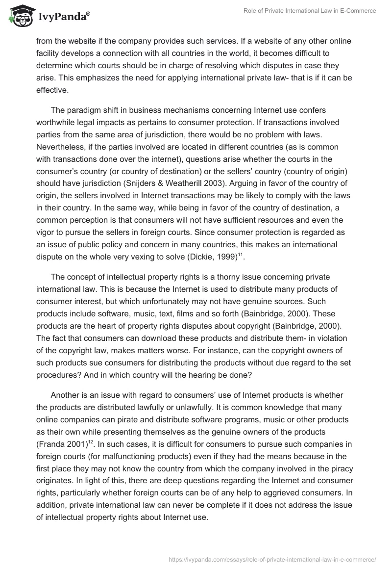 Role of Private International Law in E-Commerce. Page 4