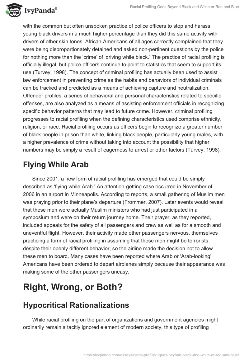 Racial Profiling Goes Beyond Black and White or Red and Blue. Page 2
