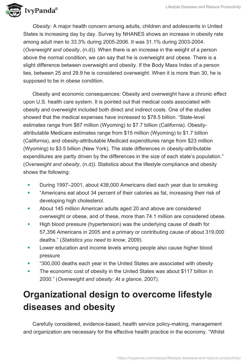 Lifestyle Diseases and Reduce Productivity. Page 3