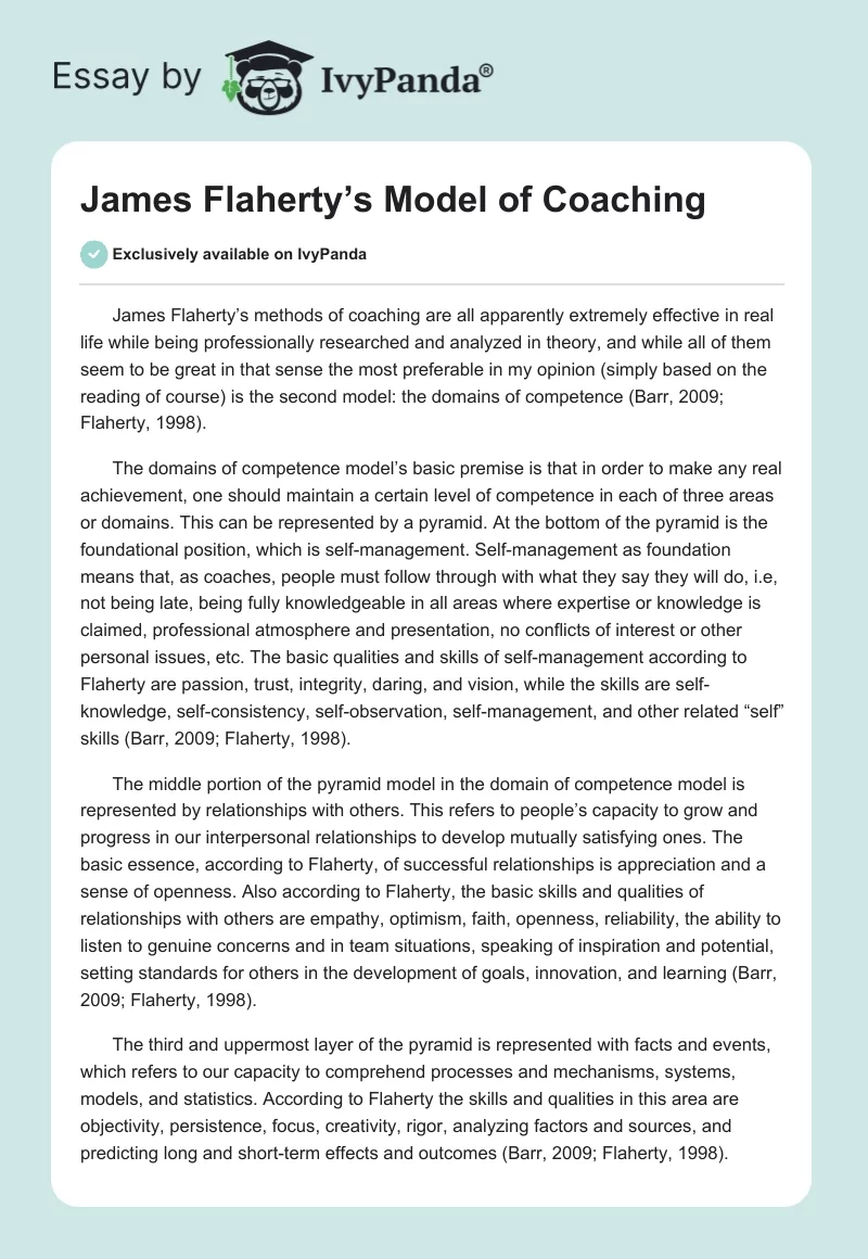 James Flaherty’s Model of Coaching. Page 1