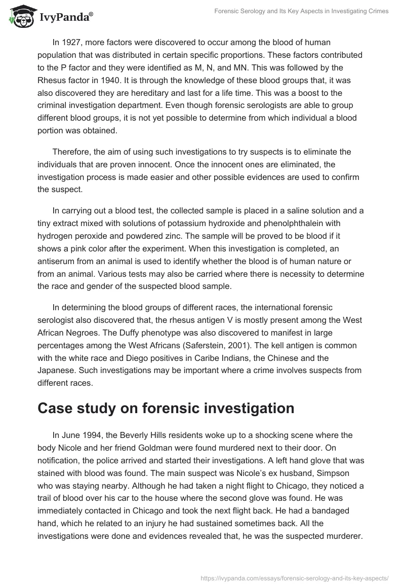 Forensic Serology and Its Key Aspects in Investigating Crimes. Page 3