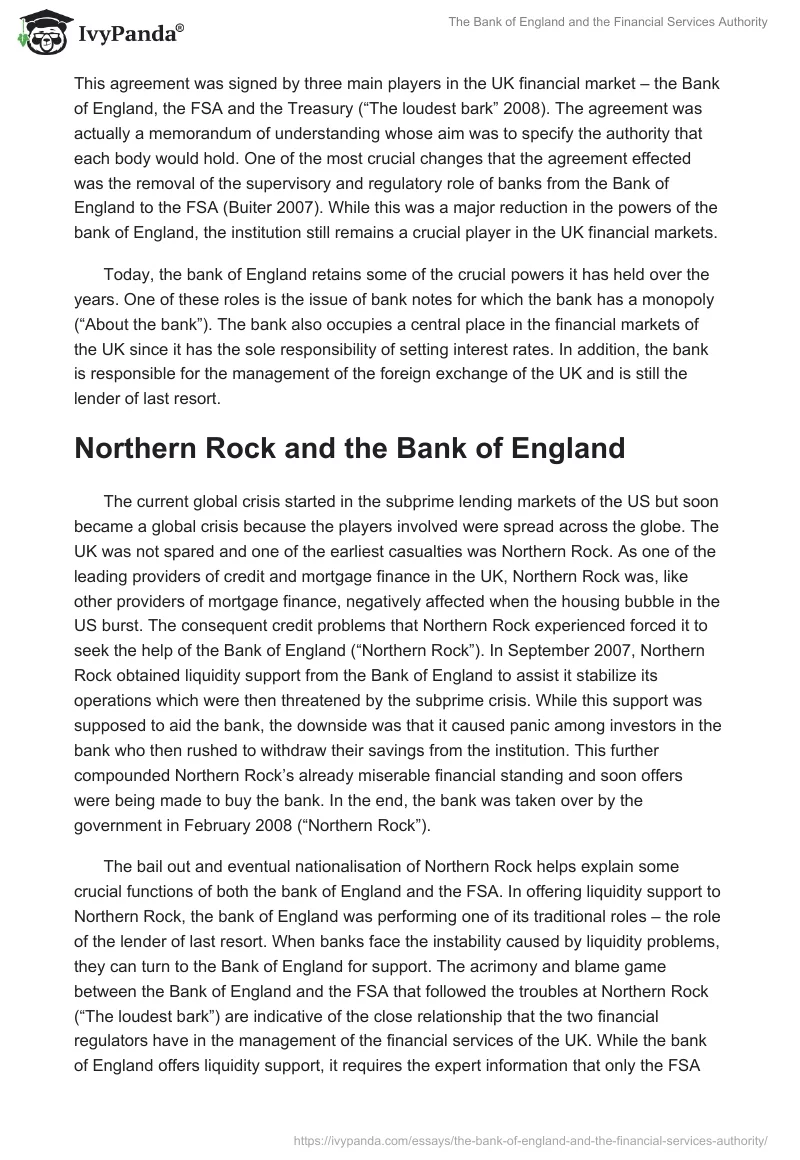 The Bank of England and the Financial Services Authority. Page 2