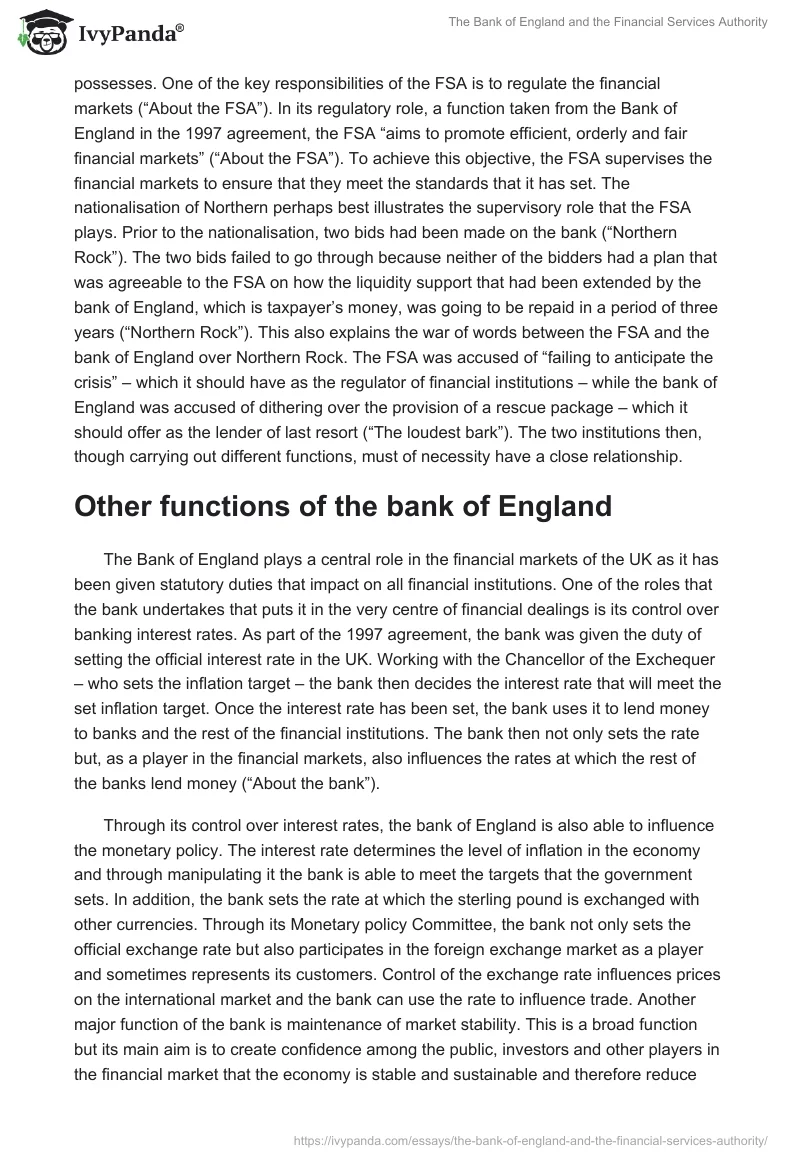 The Bank of England and the Financial Services Authority. Page 3