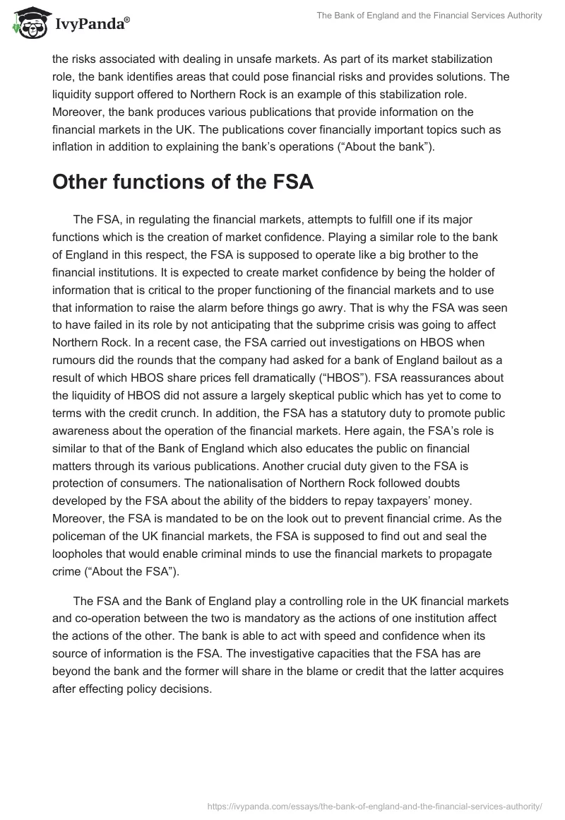 The Bank of England and the Financial Services Authority. Page 4