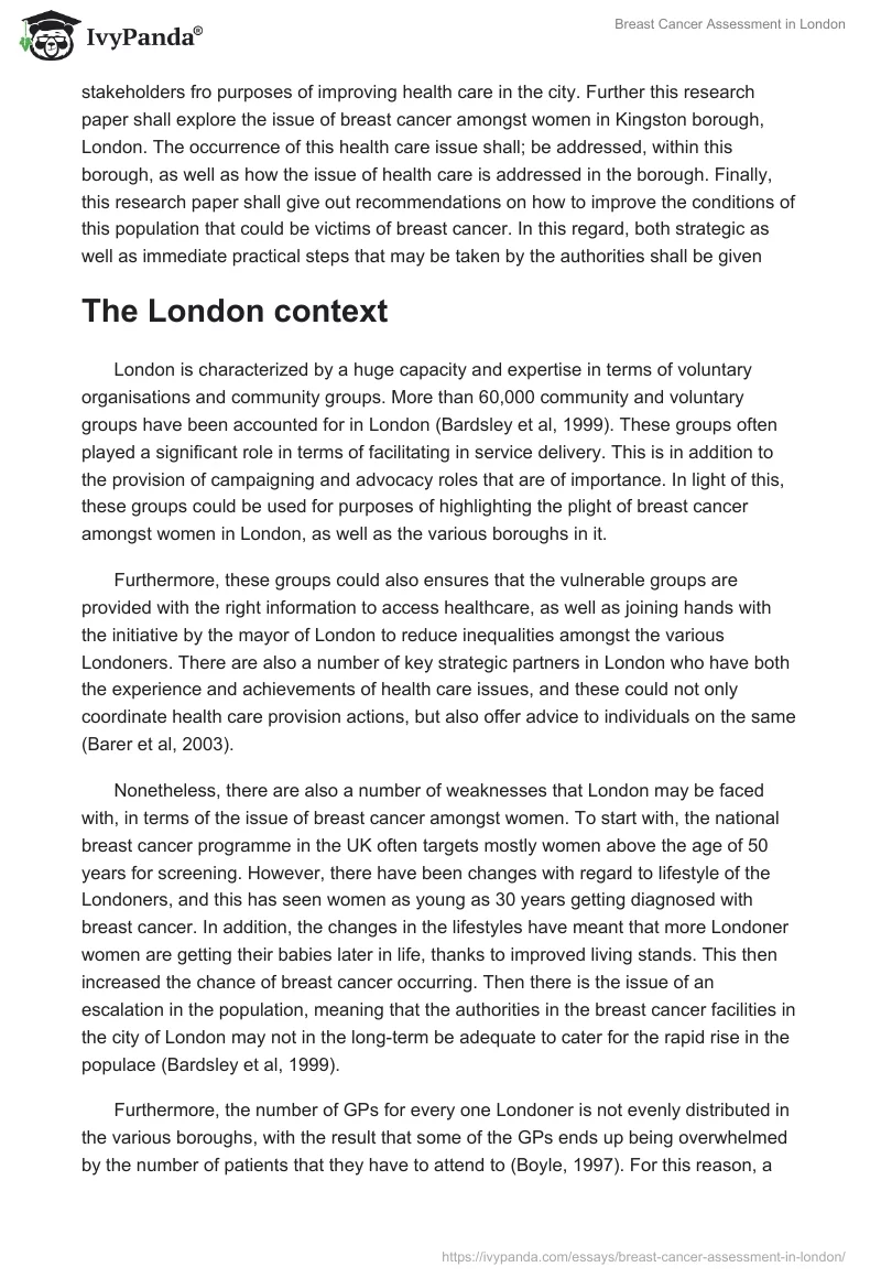 Breast Cancer Assessment in London. Page 3