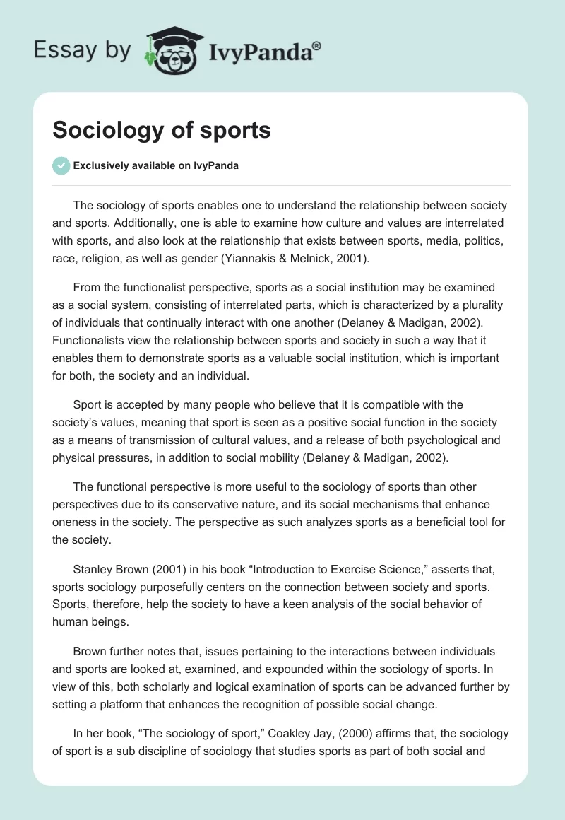 Sociology of sports. Page 1