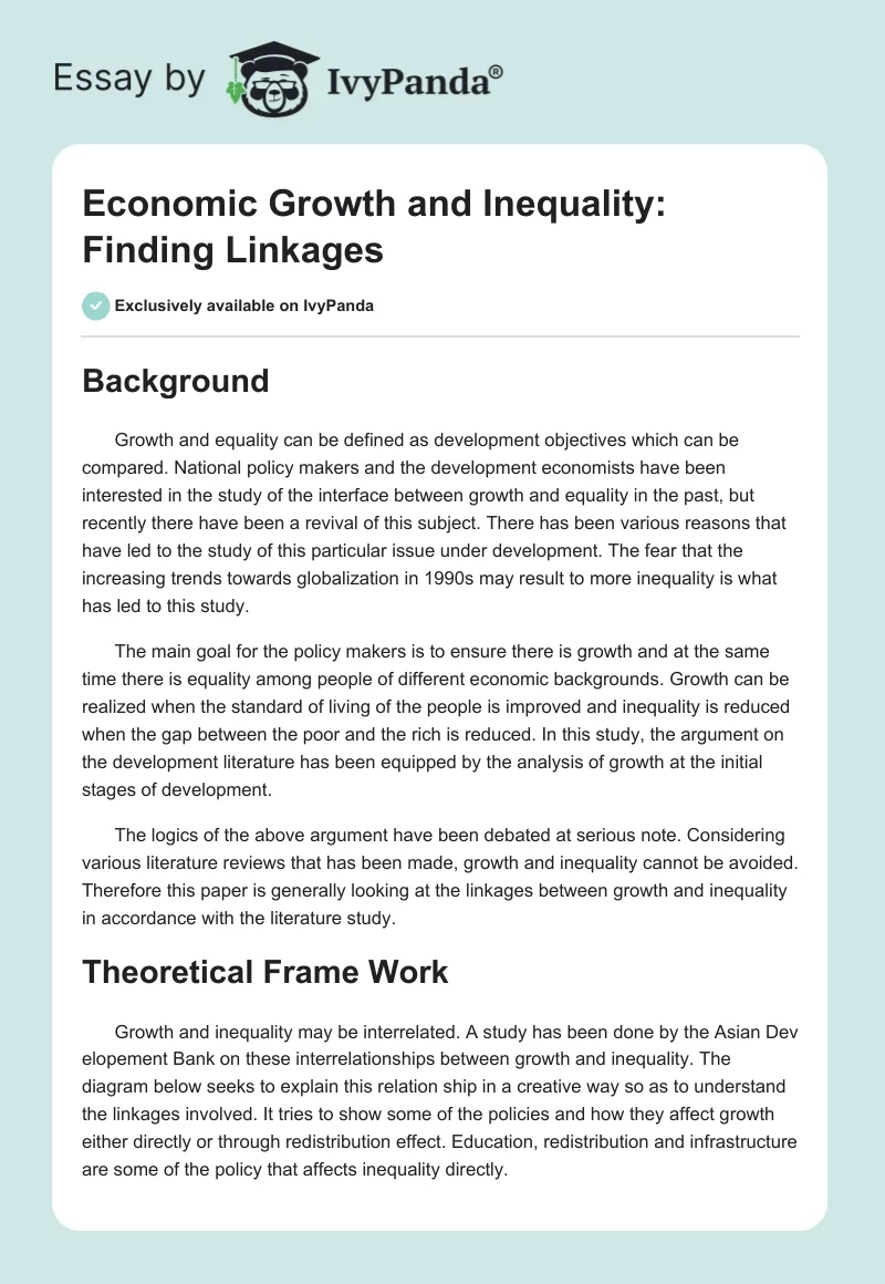Economic Growth and Inequality: Finding Linkages. Page 1