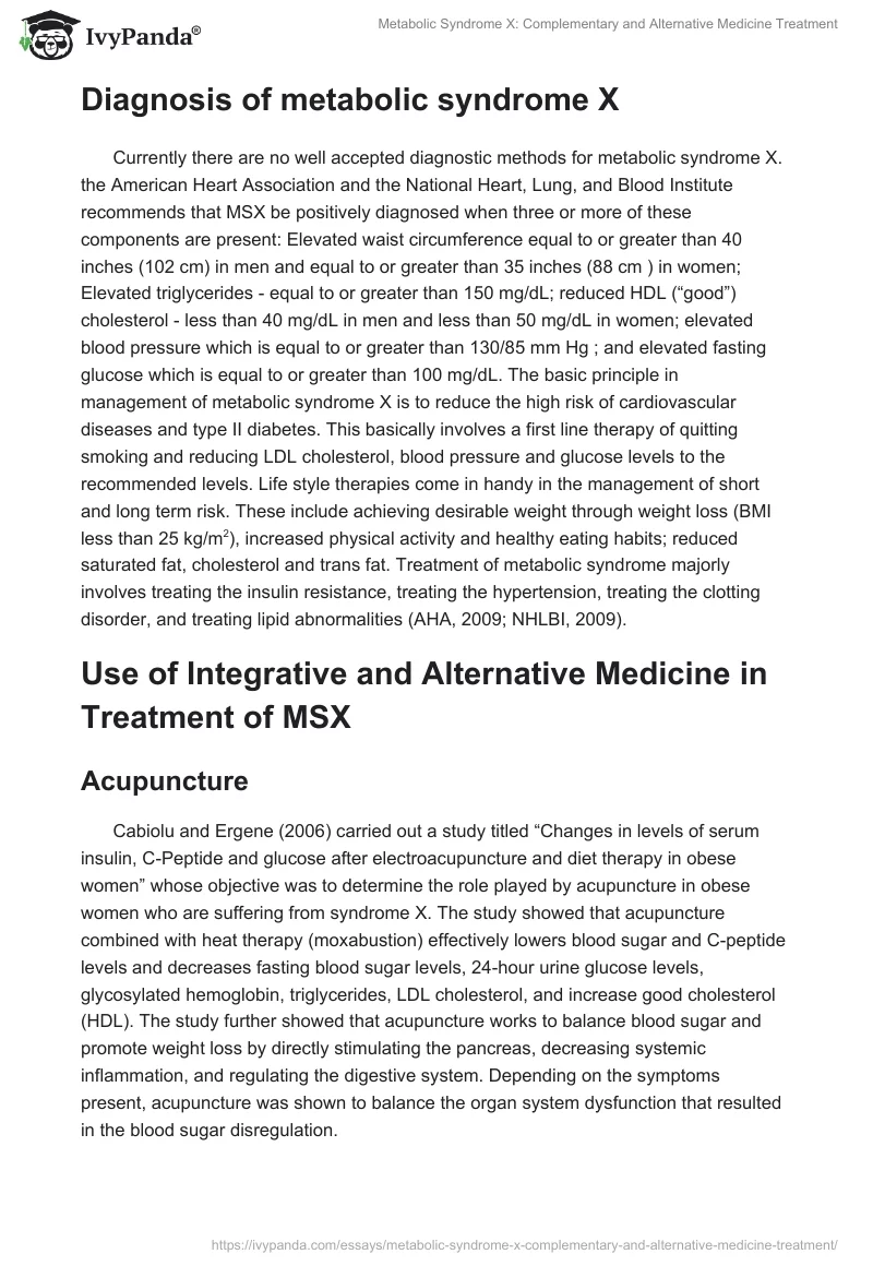 Metabolic Syndrome X: Complementary and Alternative Medicine Treatment. Page 2