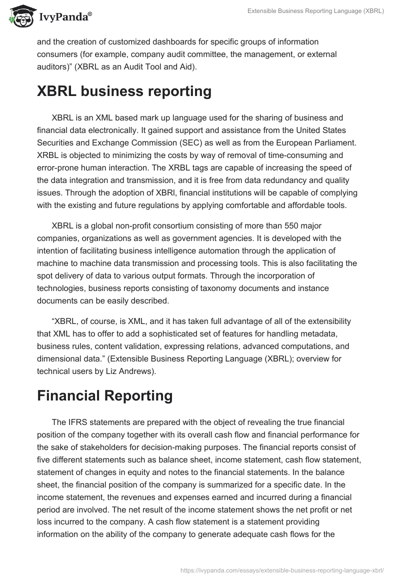 Extensible Business Reporting Language (XBRL). Page 2