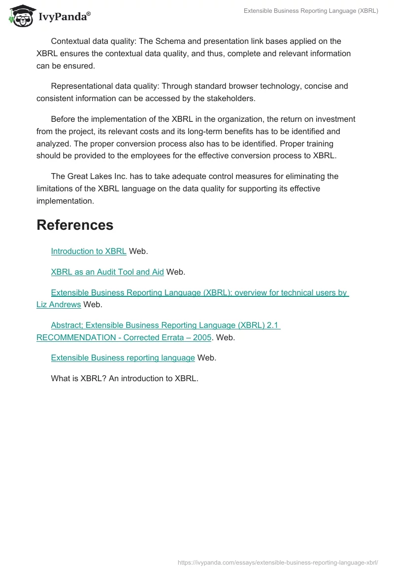 Extensible Business Reporting Language (XBRL). Page 5