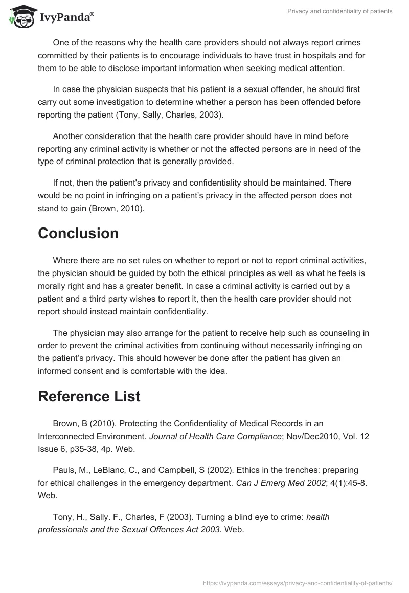 Privacy and confidentiality of patients. Page 2