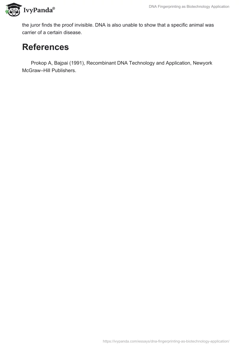 DNA Fingerprinting as Biotechnology Application. Page 2