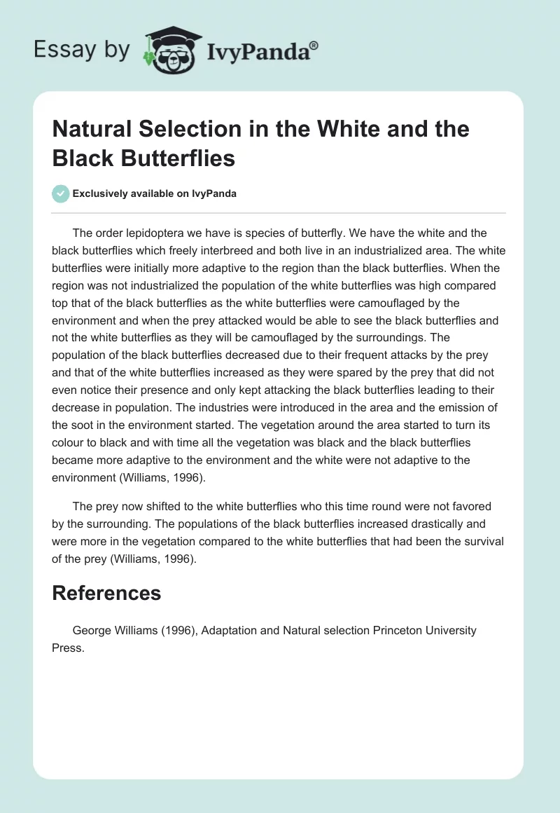 Natural Selection in the White and the Black Butterflies. Page 1