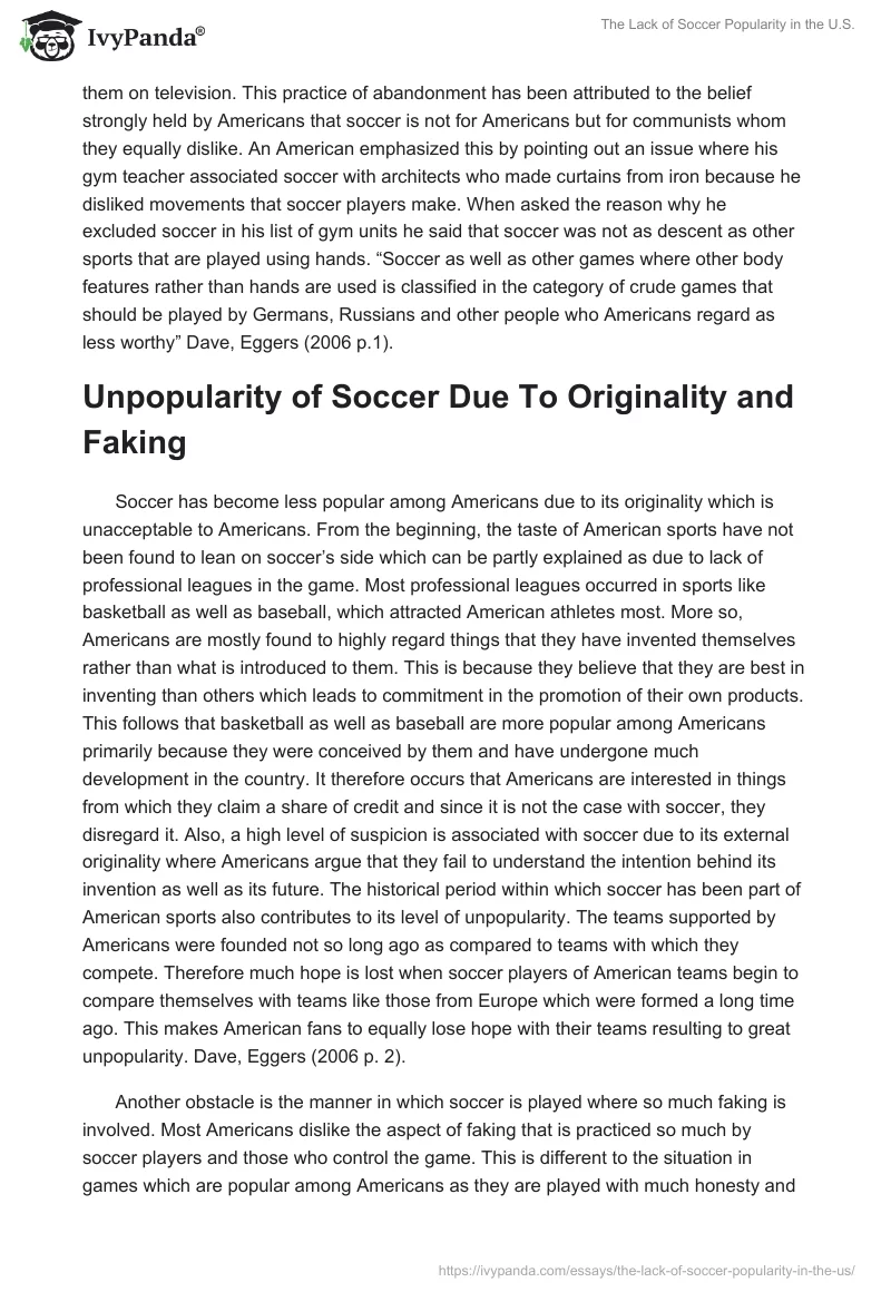 The Lack of Soccer Popularity in the U.S.. Page 2