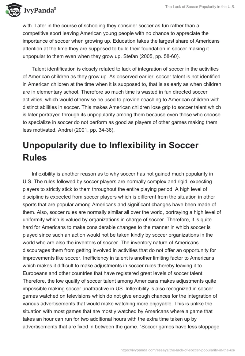 The Lack of Soccer Popularity in the U.S.. Page 5