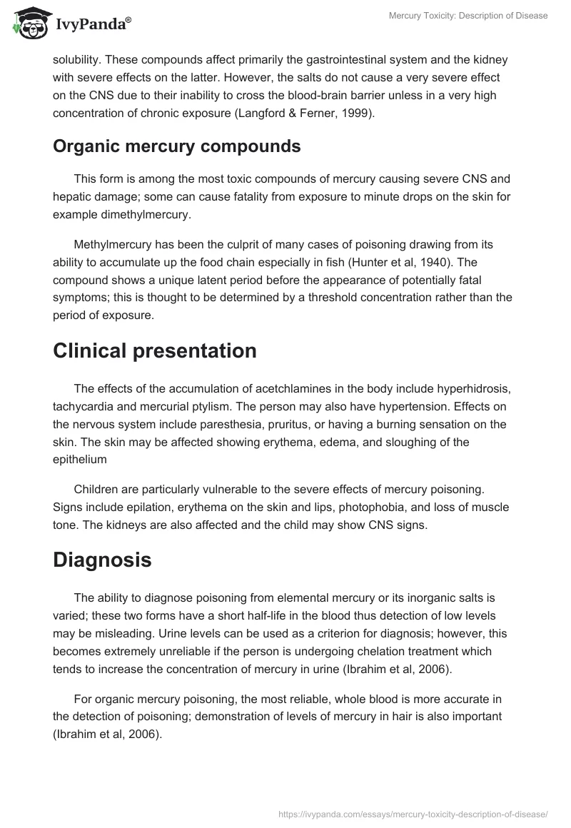 Mercury Toxicity: Description of Disease. Page 3