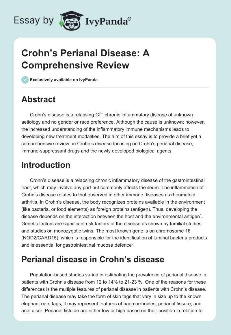 Crohn’s Perianal Disease: A Comprehensive Review. Page 1
